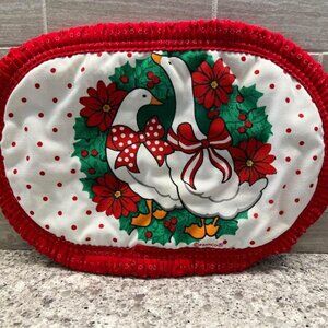 Vintage Franco Christmas Goose‎ Cloth Trivet/Placemat